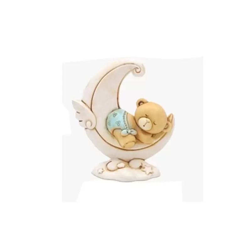 statuetta orsetto su luna celeste 518052/4b 12 pz. 7 cm