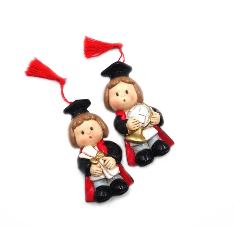 decorazione per bomboniere laurea bimbo con tocco 29552B 12 pz. 6 cm