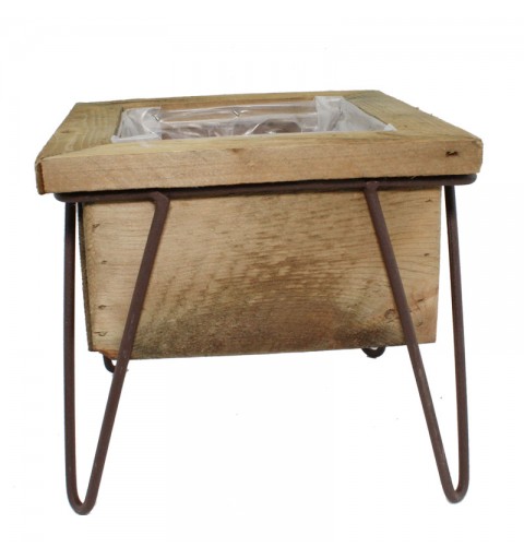 Porta piante in legno e metallo 19 x 19 x 15 cm 401673