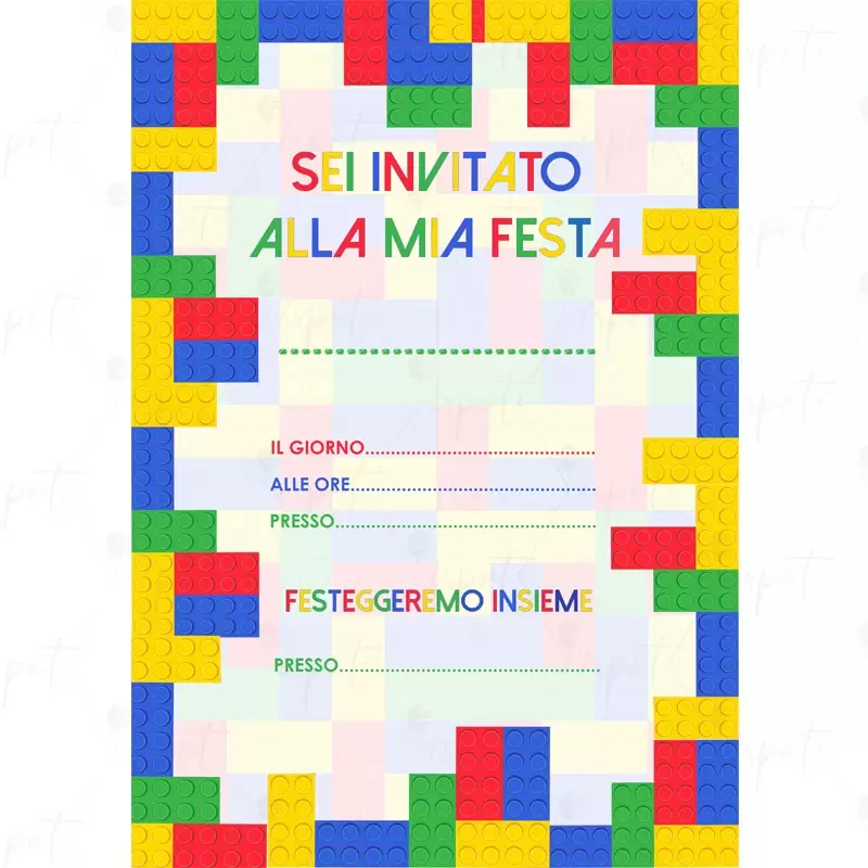 INVITO DI CARTA LEGO BLOCK PARTY