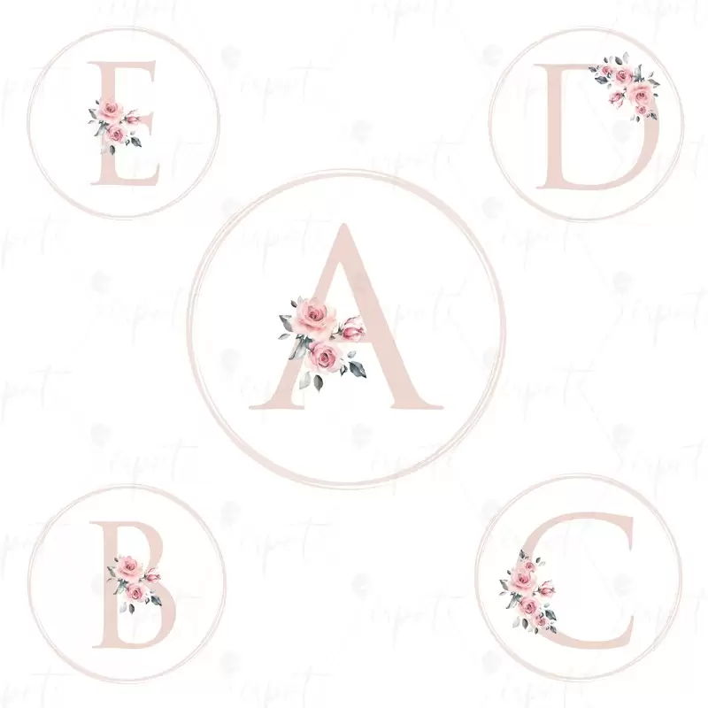 ADESIVO TONDO LETTERA FLORAL ROSA A SCELTA
