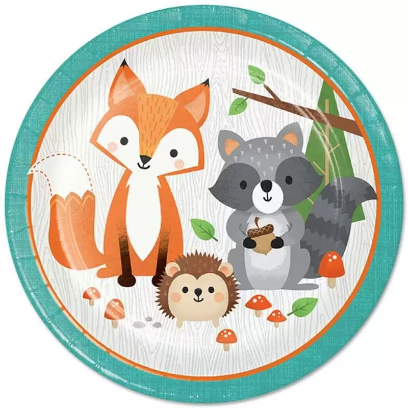 Piatti Animali del Bosco Woodland Animals 8 pz 23 cm