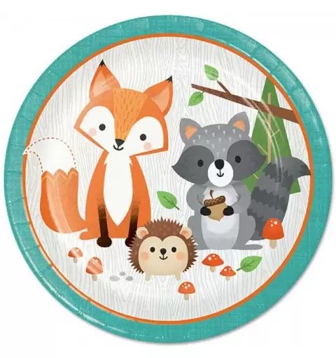 Piatti Animali del Bosco Woodland Animals 8 pz 23 cm