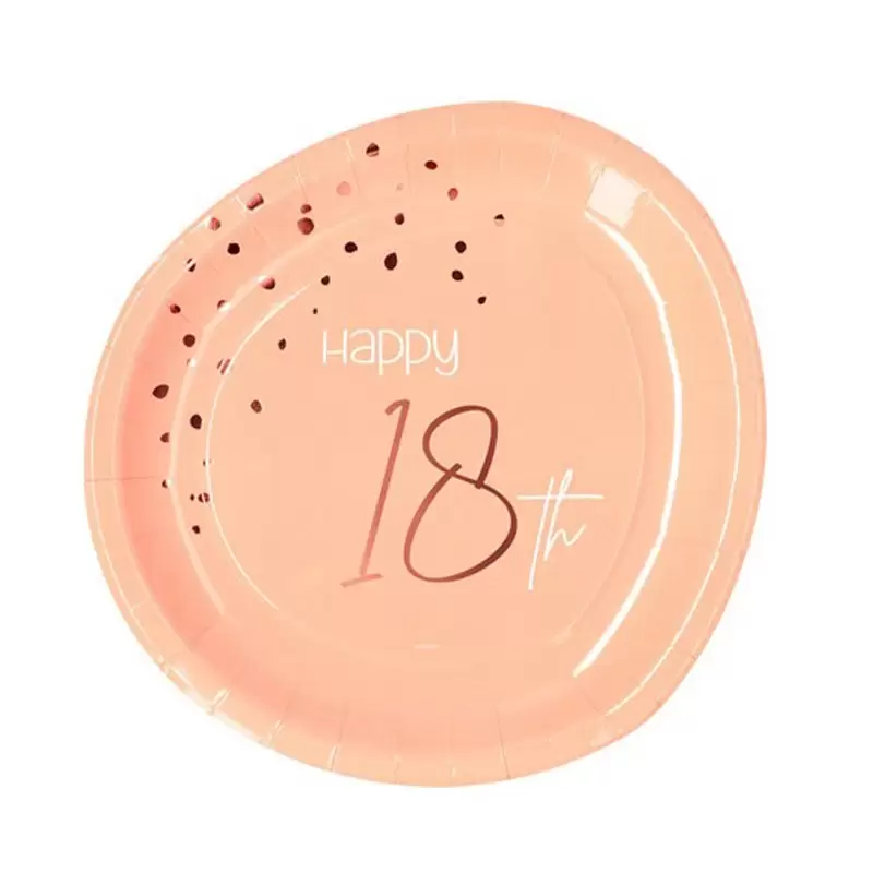 Piatto carta 23 cm Happy 18th Birthday Elegant Lush Blush 8 pz 18 anni