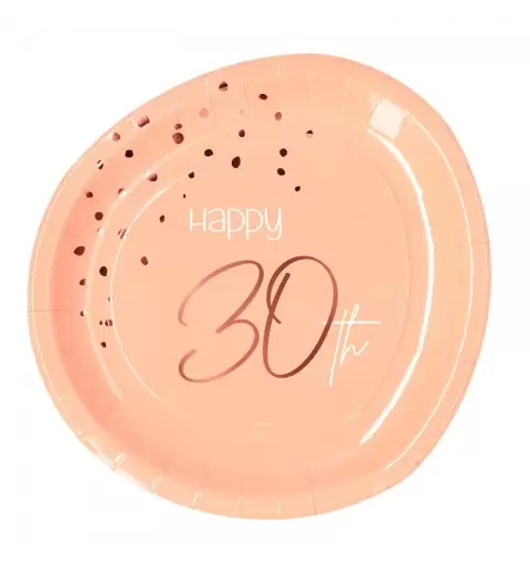 Piatto carta 23 cm Happy 30th Birthday Elegant Lush Blush 8 pz 30 anni