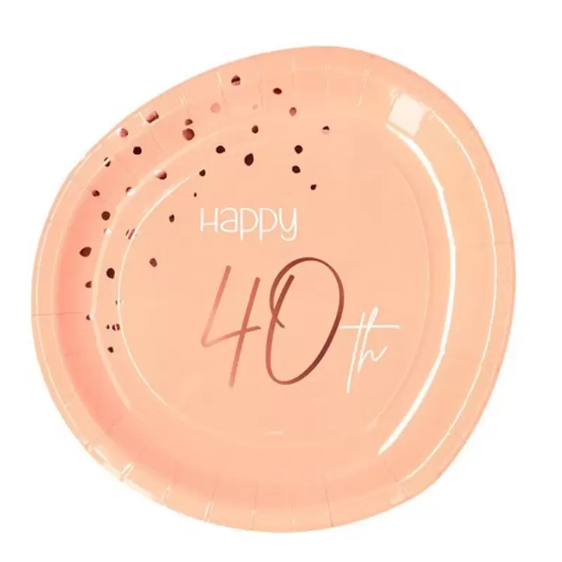 Piatto carta 23 cm Happy 40th Birthday Elegant Lush Blush 8 pz 40 anni