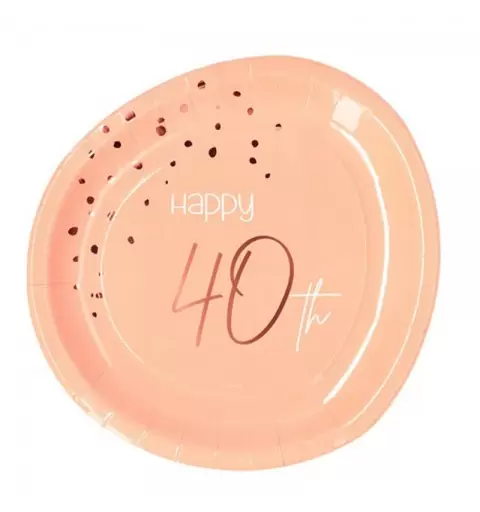 Piatto carta 23 cm Happy 40th Birthday Elegant Lush Blush 8 pz 40 anni