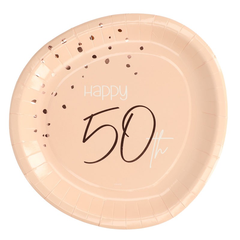 Piatto carta 23 cm Happy 50th Birthday Elegant Lush Blush 8 pz 50 anni