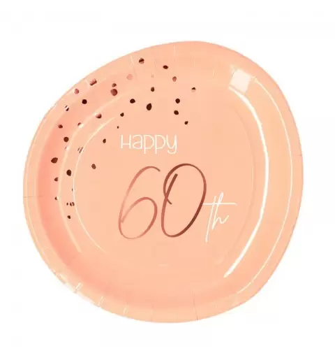 Piatto carta 23 cm Happy 60th Birthday Elegant Lush Blush 8 pz 60 anni