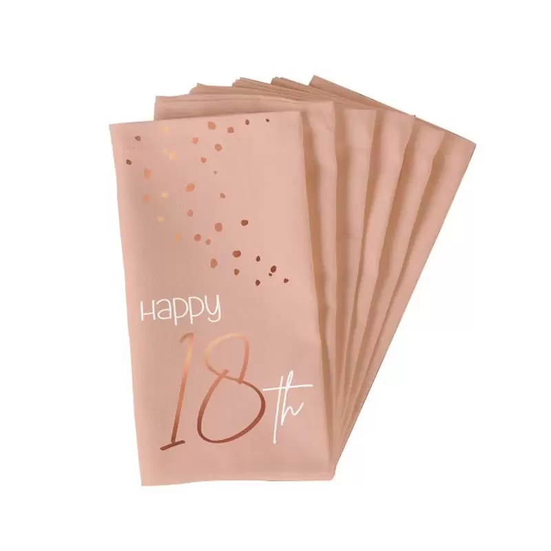 Tovaglioli 33 x 33 cm Happy 18th Birthday 18 anni Elegant Lush Blush 10 pz