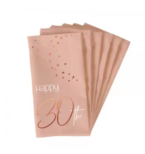 Tovaglioli 33 x 33 cm Happy 30th Birthday 30 anni Elegant Lush Blush 10 pz