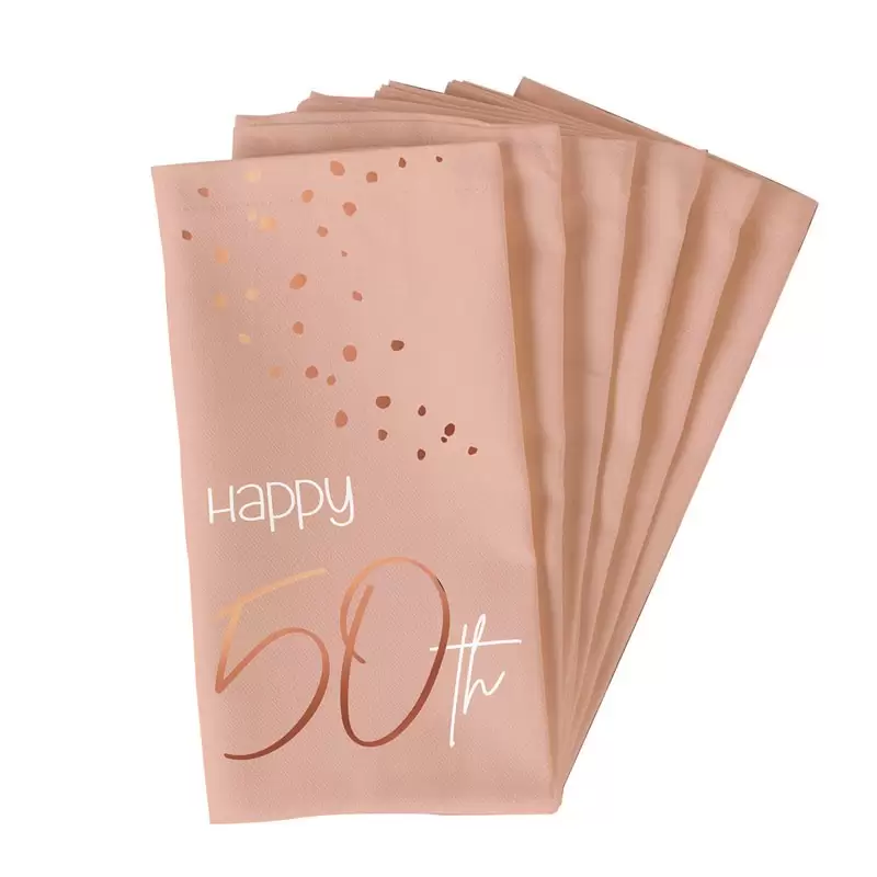 Tovaglioli 33 x 33 cm Happy 50th Birthday 50 anni Elegant Lush Blush 10 pz
