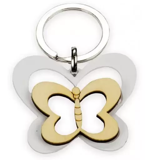 10 PORTACHIAVI FARFALLE METALLO E LEGNO