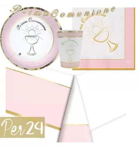 KIT N.13 COMUNIONE CHIC ROSA - SET TAVOLA