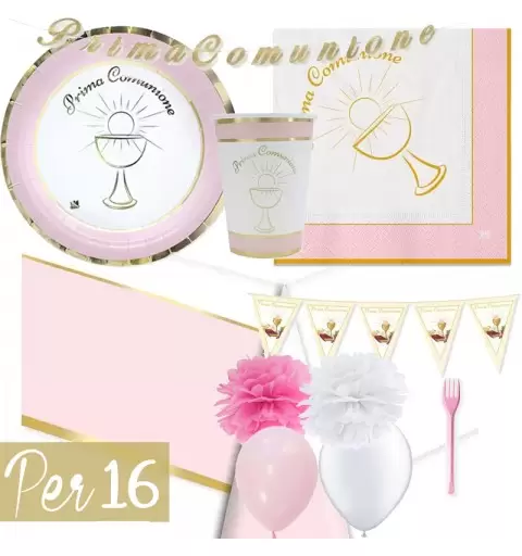 KIT N.54 COMUNIONE CHIC ROSA - COORDINATO TAVOLA