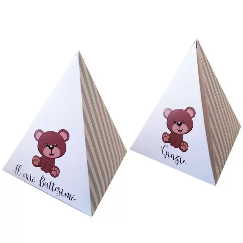 50 SCATOLINE PIRAMIDE BATTESIMO ORSETTO CELESTE
