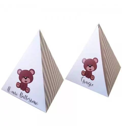 50 SCATOLINE PIRAMIDE BATTESIMO ORSETTO CELESTE