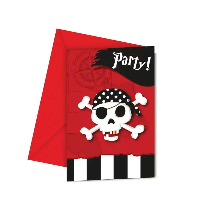6 Inviti Con Bustina Pirati