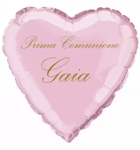 PALLONCINO FOIL CUORE ROSA PERSONALIZZABILE COMUNIONE
