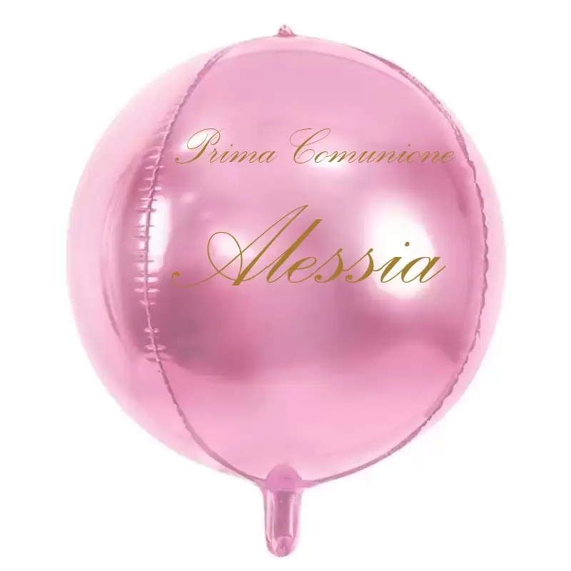 PALLONCINO FOIL PALLA ROSA CHIARO PERSONALIZZABILE COMUNIONE