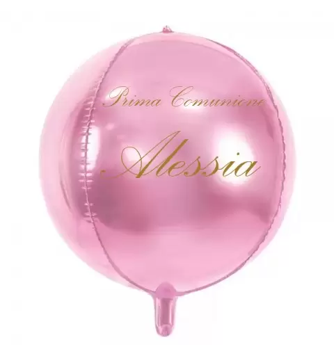 PALLONCINO FOIL PALLA ROSA CHIARO PERSONALIZZABILE COMUNIONE