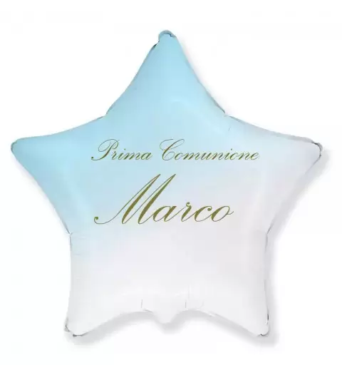 PALLONCINO FOIL STELLA JUMBO CELESTE PERSONALIZZABILE COMUNIONE