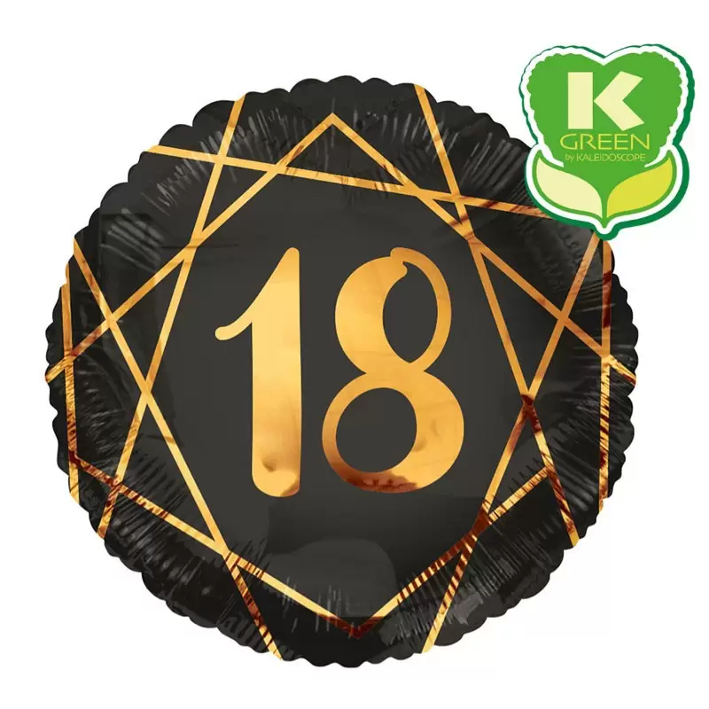 Palloncino tondo foil 18 Anni Nero / oro 18 46 cm 6741436-01