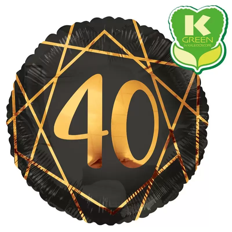 Palloncino tondo foil 40 Anni Nero / oro 18 46 cm 6741450-01