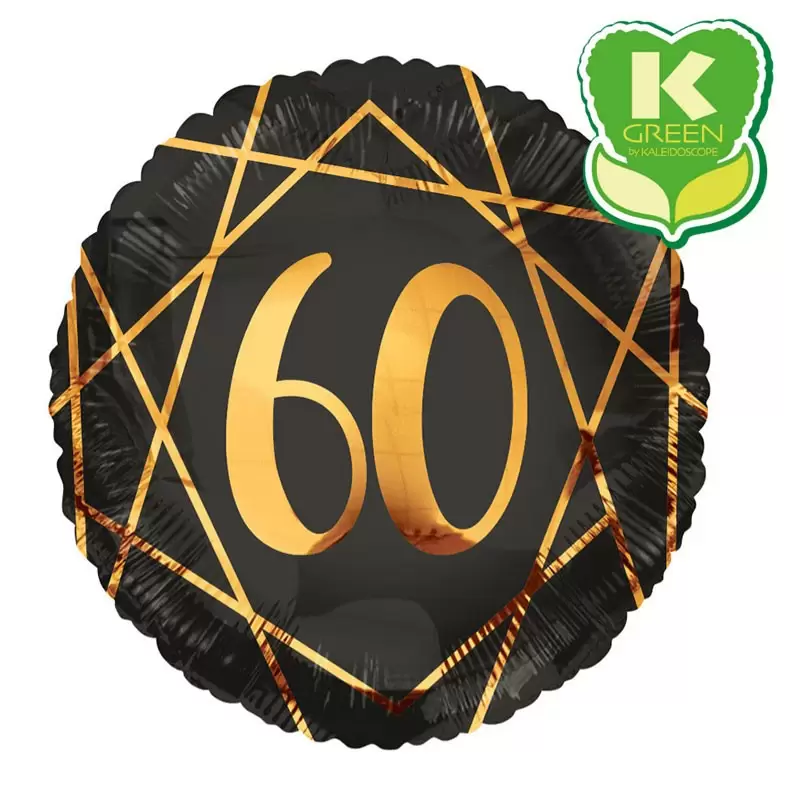 Palloncino tondo foil 60 Anni Nero / oro 18 46 cm  6741474-01