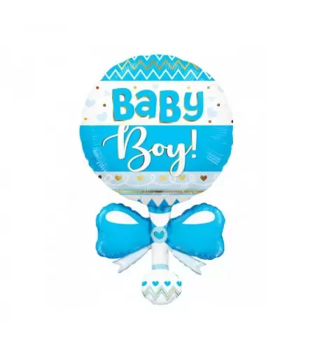 Palloncino foil 91 cm 36 Sagoma Sonaglio Blu Baby boy 15965-36
