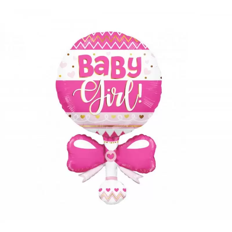 Palloncino foil 91 cm 36 Sagoma Sonaglio rosa Baby girl 15966-36
