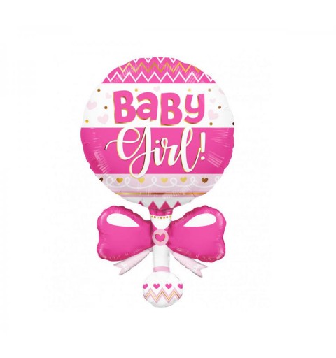 Palloncino foil 91 cm 36 Sagoma Sonaglio rosa Baby girl 15966-36