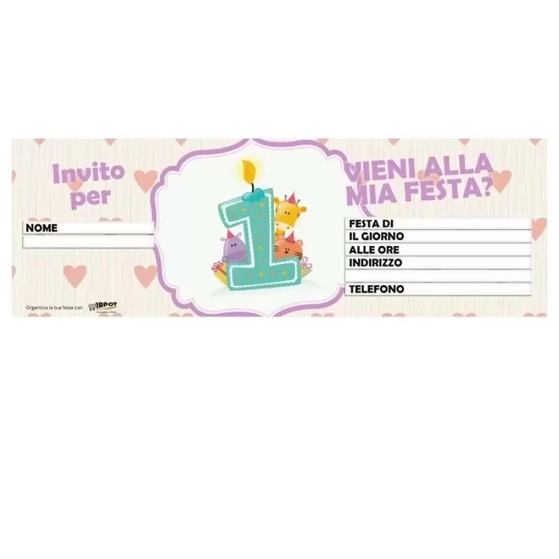 15 INVITI PRIMO COMPLEANNO FEMMINUCCIA BIRTHDAY GIRL