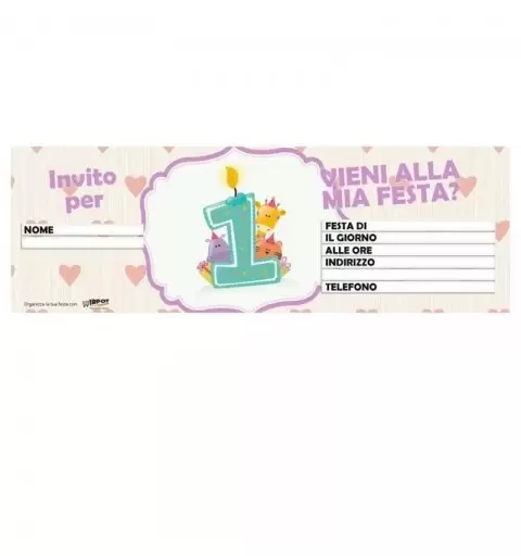 15 INVITI PRIMO COMPLEANNO FEMMINUCCIA BIRTHDAY GIRL