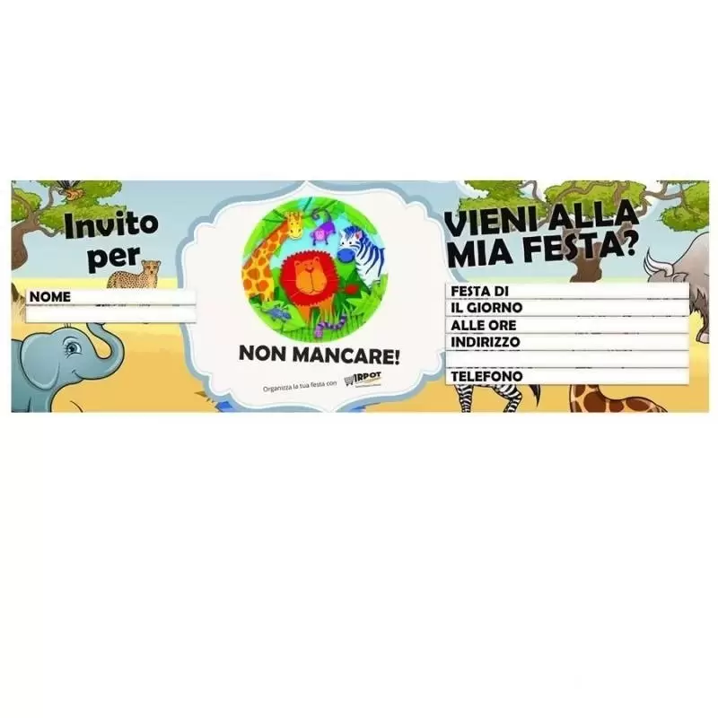 15 INVITI COMPLEANNO SAVANA / WILD KINGDOM