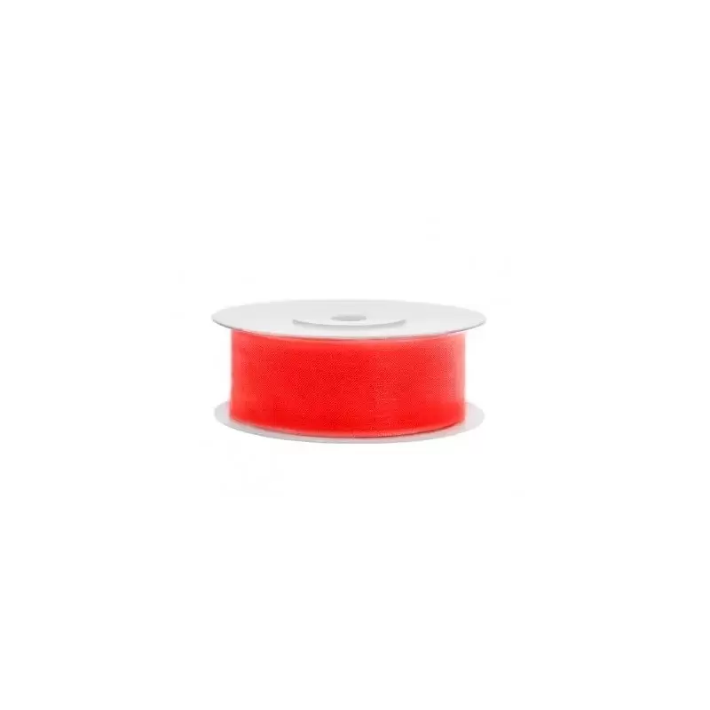 ROTOLO NASTRO CHIFFON - ORGANZA ROSSO NEON