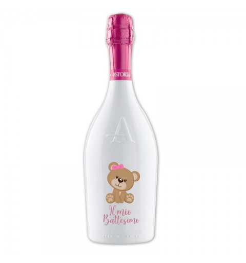 Bottiglia prosecco Astoria brut 0.75 LT white battesimo orsetto rosa