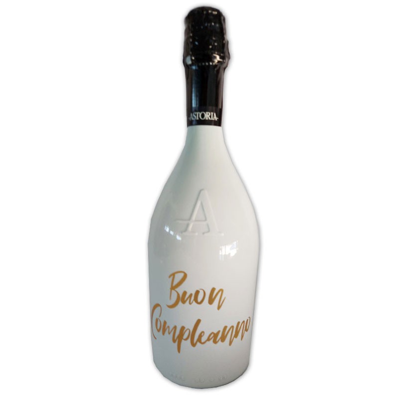 Bottiglia prosecco Astoria brut 0.75 LT white buon compleanno oro