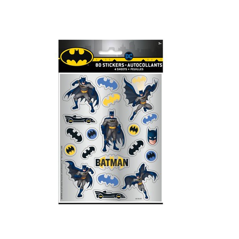 Set 4 fogli con adesivi Batman