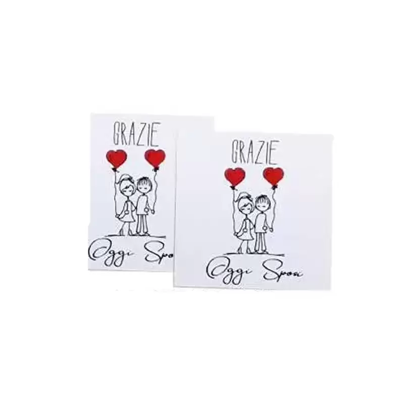 ADESIVO MATRIMONIO SPOSI CUORI ROSSI QUADRATO - 1 PZ