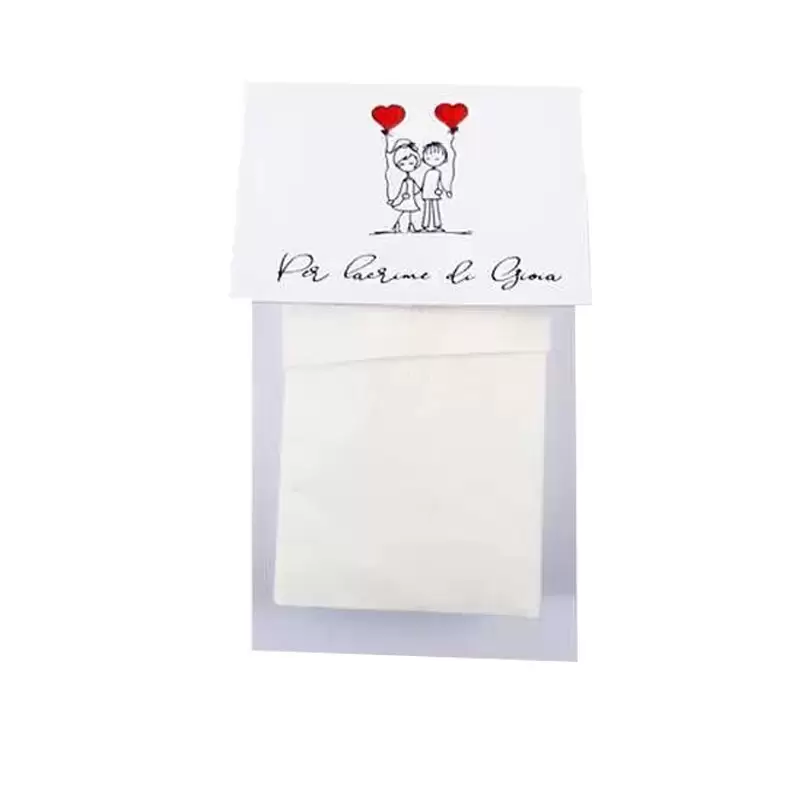 CARTONCINO PORTAFAZZOLETTO MATRIMONIO SPOSI CUORI ROSSI - 1 PZ