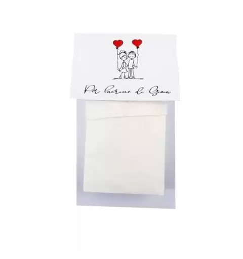 CARTONCINO PORTAFAZZOLETTO MATRIMONIO SPOSI CUORI ROSSI - 1 PZ