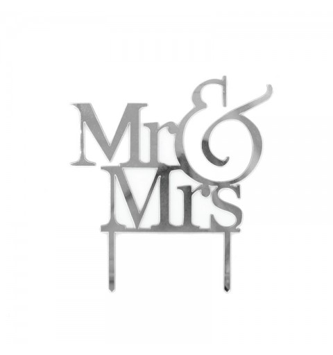 Cake Toppers mr & mrs argento 15 x 20 cm  ple074