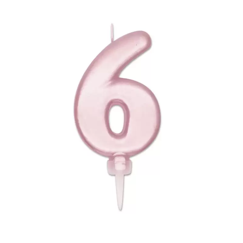 Candelina numerale Plump Rosa perla n. 6 cm 10 - 72866