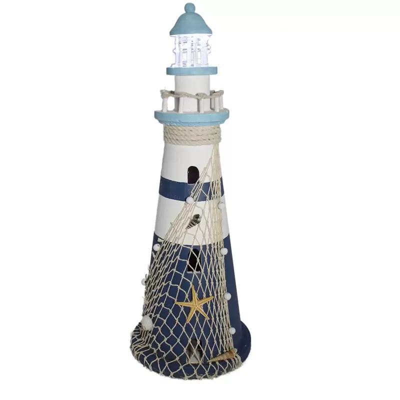 Faro legno luminoso decorativo con rete 560