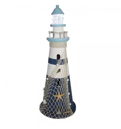 Faro legno luminoso decorativo con rete 560