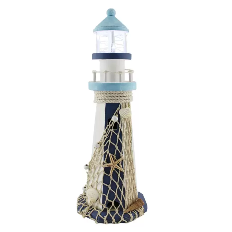 Faro legno luminoso decorativo con rete 577