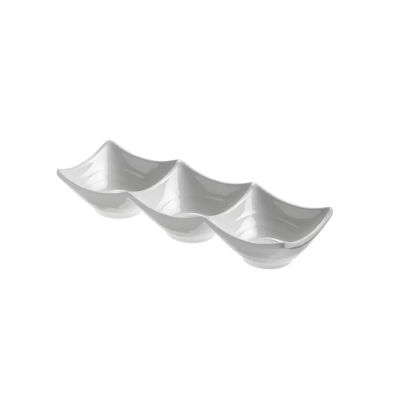 Coppette 3 scomparti in melamina bianca cm.24,5x8,5x5h T8113