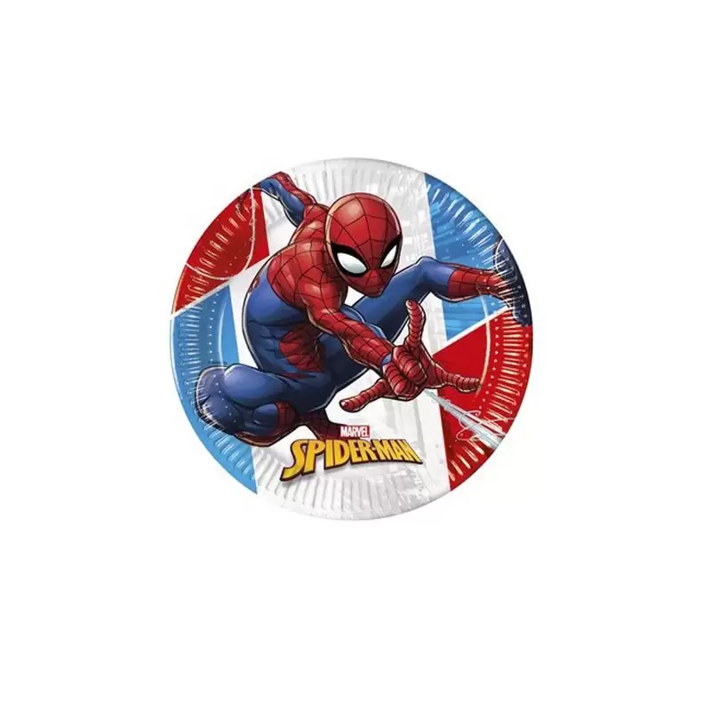 Piatti dessert spiderman compostabili 20 cm 8 pz 91517