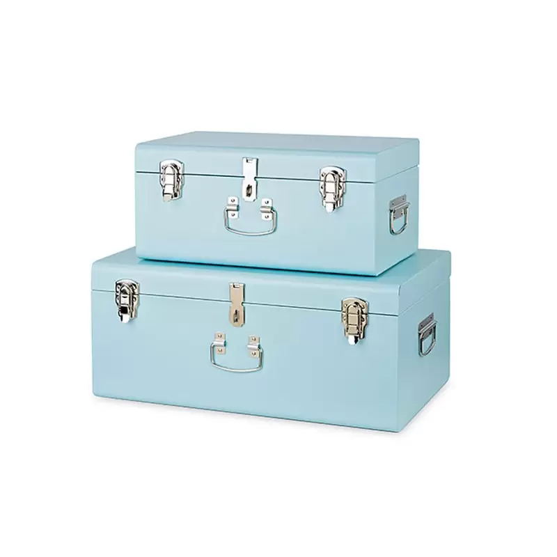 set 2 bauli metallo azzurri 28536 440 x 270 x 210 - 560 x 350 x 250 mm